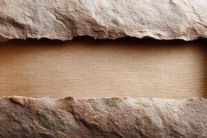 Creative arrangement of aged cardboard showcasing rustic texture with ample copy space for versatility photo