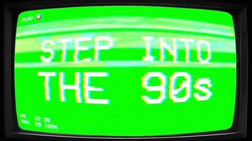Retro 90s TV Effect Green Screen Overlay with CRT Text Scrolling video