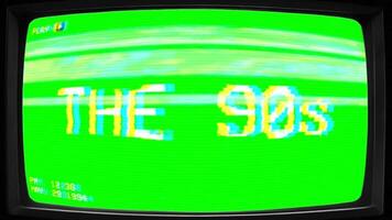 Retro 90s TV Effect Green Screen Overlay with CRT Text Display video