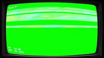 Retro 90s TV Effect Green Screen Overlay with Static Scan Lines video