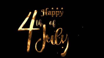 Happy 4th of July - Happy Independence Day July 4th text animated with goled, black and white text. Perfect for invitations, social media posts, banners, and greeting cards. video