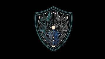 Digital Shield with Circuit Board Design and Blue Highlights video