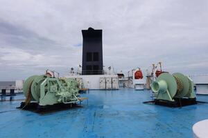 A blue and white ship photo