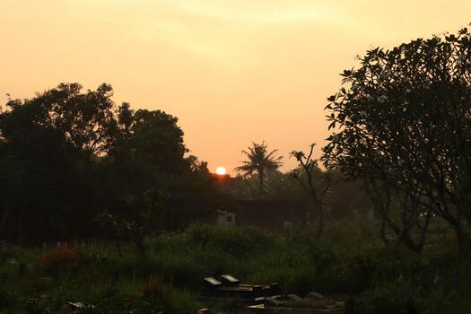 el Dom es ajuste detrás un campo de césped foto