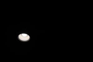 A light bulb is shining in the dark photo