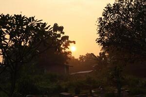 A sunset over a cemetery photo