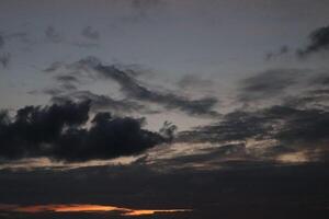 A sunset with clouds in the sky photo