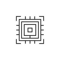 Outline Illustration of a Computer Chip Design Representing Technology Innovation and Modern Computing Power with a Clean and Minimalist Style vector