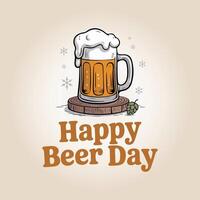 Festive Happy Beer Day Celebration with Frothy Mug and Snowflake Accents a Cheerful Toast to Beer Lovers vector
