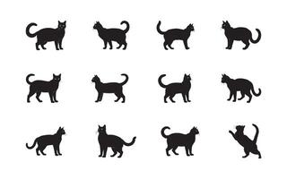 Elegant Black Cat Silhouettes Diverse Poses and Perspectives Feline Companions in Graphic Form Stunning Collection of Simple Designs vector