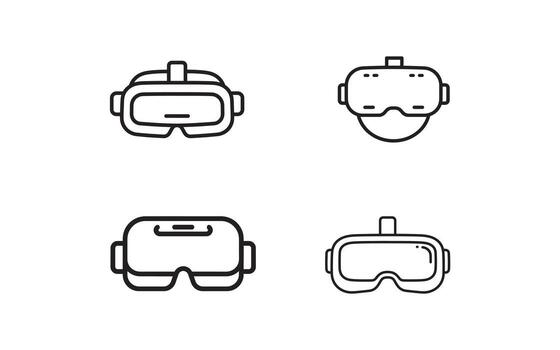 Virtual Reality Headset Icons A Visual Representation of Immersive Technology for Gaming and Metaverse Exploration in Modern Digital Age vector