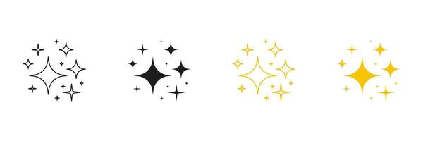 Sparkle, Twinkle, And Shine Line And Solid Icon Set. Glimmer And Brightness Symbol Collection. Isolated Illustration vector