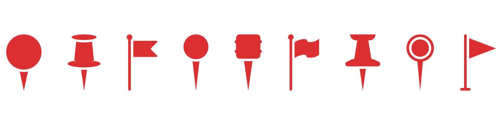 Map Pin And Flag Solid Icon Set. Location Markers, Navigation, And Destination Symbols Silhouette Collection. Geolocation And Mapping Tools. Isolated Illustration