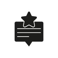 Starred Speech Bubble Review Solid Icon. Customer Feedback, Ratings, And Testimonials Silhouette Symbol. Communication And Quality Assessment. Isolated Illustration vector