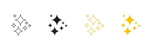 Star Sparkle Element Line And Solid Icon Set. Shining Burst And Twinkle Shape Symbol Collection. Isolated Illustration vector