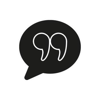 Quotation Speech Bubble Solid Icon. Communication, Dialogue, And Quotation Mark Silhouette Symbol. Messaging And Conversation. Isolated Illustration vector