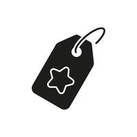 Price Tag With Star Symbol Solid Icon. Premium Product, Exclusive Offer, And Special Promotion Silhouette Symbol. Retail Marketing Concept. Isolated Illustration vector