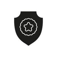 Shield With Star Emblem Solid Icon. Security Certification And Quality Assurance Silhouette Symbol. Protection And Trust Guarantee. Isolated Illustration vector