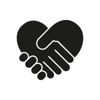 Heart Shaped Handshake Solid Icon. Partnership, Unity, And Love Symbol. Cooperation And Relationship Building. Isolated Illustration vector