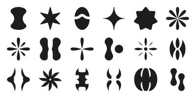 Abstract Geometric Shapes Solid Icon Set. Creative Design Elements And Pattern Silhouette Symbol Collection. Modern Art, Decoration, And Graphic Design. Isolated Illustration vector