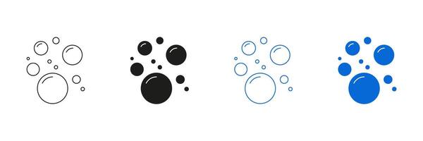 Bubbles And Soap Foam Line And Solid Icon Set. Floating Air Clusters And Water Droplets Symbol Collection. Isolated Illustration vector