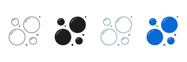Washing Bubbles And Bath Foam Line And Solid Icon Set. Floating Air Clusters And Water Droplets Symbol Collection. Isolated Illustration vector