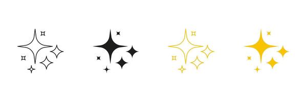 Star And Sparkle Line And Solid Icon Set. Shining And Glittering Object Symbol Collection. Isolated Illustration vector