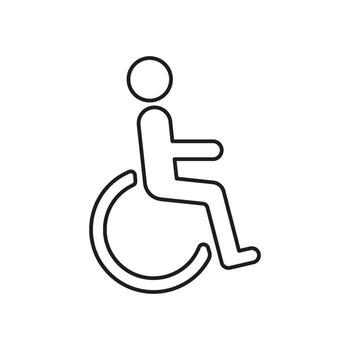 Wheelchair Accessibility Symbol Line Icon. Disability Access, Mobility Aid, And Inclusivity Outline Symbol. Universal Design For Public Spaces. Editable Stroke. Isolated Illustration vector