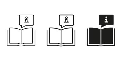 Open Book With Information Icon Set. Knowledge Sharing, Education, And Learning Resource Symbol Collection. Information Access And Literacy Promotion. Isolated Illustration vector