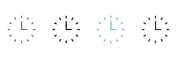 Clock Face Line And Solid Icon Set. Time Management And Scheduling Symbol Collection. Minimalist Design For Efficiency And Organization. Isolated Illustration vector