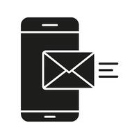 Smartphone With Email Solid Icon. Mobile Communication And Messaging Silhouette Symbol. Digital Correspondence And Notification Alert. Isolated Illustration vector