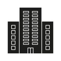 Skyscraper Buildings Solid Icon. Urban Architecture, Cityscape, And Real Estate Development Silhouette Symbol. Modern Infrastructure And Business District. Isolated Illustration vector
