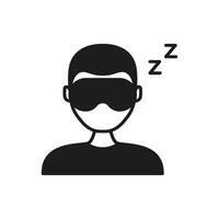 Person Sleeping With Eye Mask Solid Icon. Rest, Relaxation, And Sleep Quality Silhouette Symbol. Sleep Hygiene And Nighttime Routine. Isolated Illustration vector