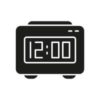 Digital Alarm Clock Solid Icon. Time Management, Wake-Up Scheduling, And Punctuality Silhouette Symbol. Morning Routine Optimization. Isolated Illustration vector
