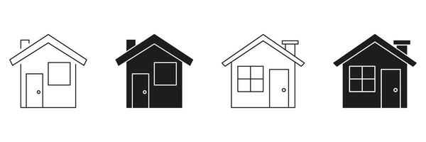 House Line And Solid Icon Set. Residential Building, Home Architecture, Real Estate Symbol Collection. Simple And Modern Design Elements. Isolated Illustration vector