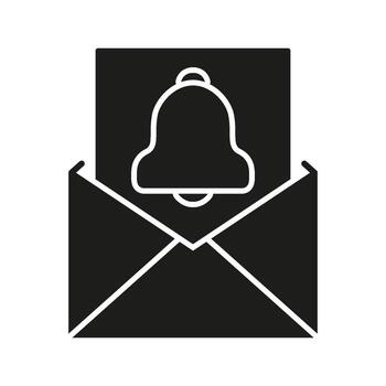 Envelope With Notification Bell Solid Icon. Email Alert, Message Notification, And Communication Reminder Silhouette Symbol. Digital Communication. Isolated Illustration vector