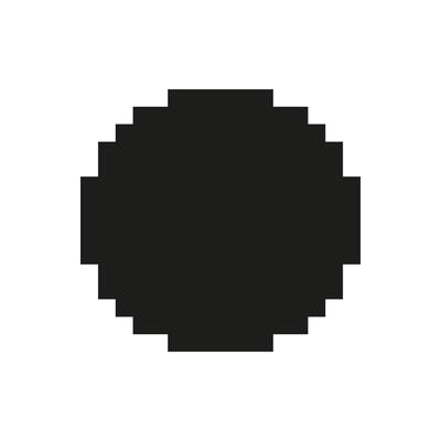 Black Pixelated Circle Icon. Minimalist Geometric Shape Symbol. Simple Design Element For Digital Art And Graphics. Isolated Illustration
