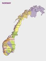 Map of Norway with Administrative Regions vector