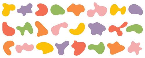 Set of Abstract Colorful Organic Shapes. Trendy Fluid Blob Elements for Modern Design. Cute Pastel Hand Drawn Memphis Style Decorative Elements for Backgrounds, Posters, Stickers and Branding. vector