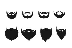 Mens beard silhouettes set. Hipster or retro gentleman style. vector