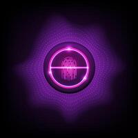 Digital fingerprint icon with neon glow vector