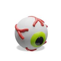 3D illustration of a eyeball with visible red blood vessels look down right. Stylized anatomy element for educational, healthcare, and ophthalmology-related visual content. vector