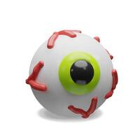 3D illustration of a eyeball with visible red blood vessels look at right. Stylized anatomy element for educational, healthcare, and ophthalmology-related visual content. vector
