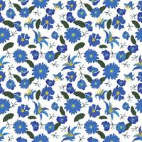 Seamless Blue Flower Pattern with Light Spring Floral Vibes vector