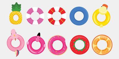 Collection of Colorful Pool Floaties for Summer Vibes and Beach Fun unicorn vector
