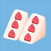 Japanese Strawberry Sando with Whipped Cream and Fresh Fruit Layers vector