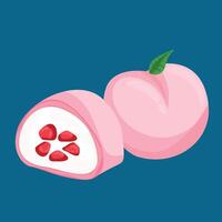 Peach Flavored Mochi Ice Cream with Soft Chewy Texture and Creamy Filling vector
