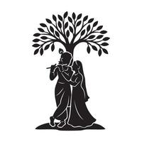 Krishna and Radha Silhouette Illustration with white background vector