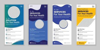 Bundle Medical Roll Up, and Rack Card Design post vector