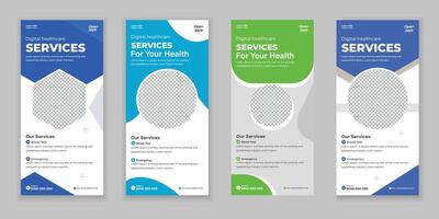 Bundle Medical Roll Up, and Rack Card Design Template for Your Business vector